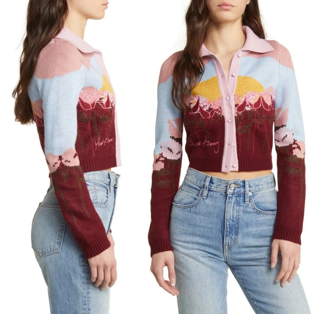 House of Sunny Garden of Eden Tripper Intarsia Cardigan XS US 2 NWT - Picture 6 of 16